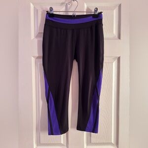 FREE W $50 PURCHASE -Women's Black and Purple Athletic Leggings